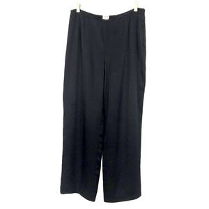 ARMANI Collezioni Black Silk Satin Wide Leg Pant
